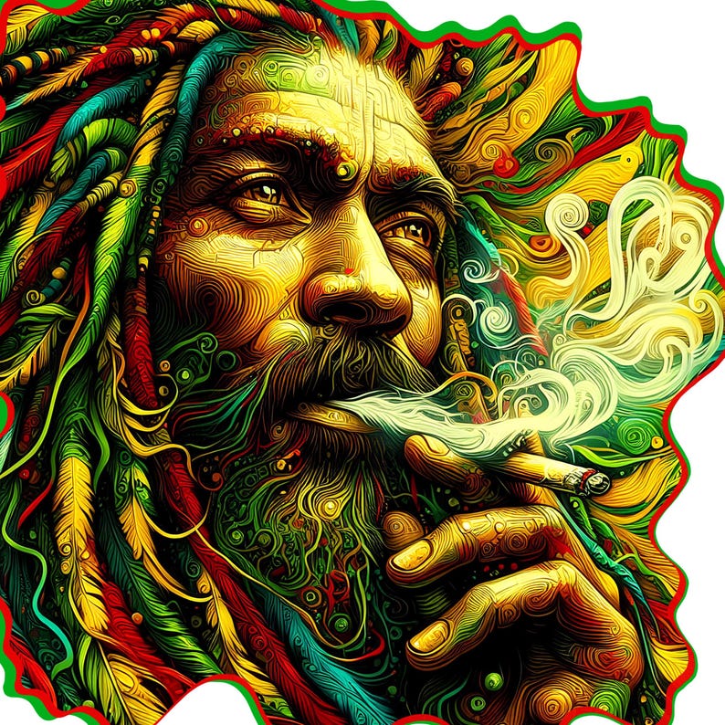 Psychedelic Rasta Groovy Rasta Clipart | Reggae‑style 420 PNG Bundle | Psychedelic ...