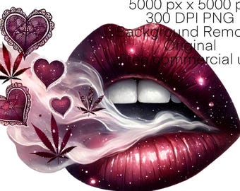 Kush and Lace Stoner Girl PNG Image Cannabis Lover Shirt Design Marijuana ClipArt Romantic Wall Art Free Commercial Use Digital Download