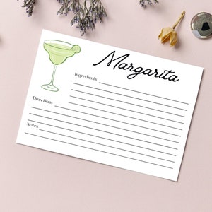Carte per ricette di cocktail, Compila lo spazio vuoto, Stampabile, Carte per bevande, Set di 8, Idea regalo, Amante dei cocktail, Carte per ricette di bevande, Scrivi su, Bevitore