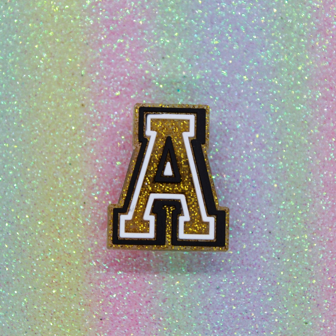 Gold Alphabet Letter Croc Charm Etsy