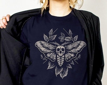 Death Head Moth Shirt, Dark Cottagecore Aesthetic Clothes, Dark Academia Shirt, Fairycore, Goth Goblincore Indie Clothing