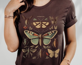 Dark Academia Alt Clothing Dark Cottagecore and Goblincore Insect Moth Shirt Gift for Friend