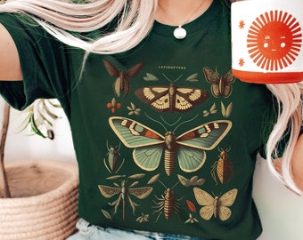 Moth Shirt, Dark Academia Shirt, Moth Collection, Bug Shirt, Cottagecore Shirt, Light Academia Shirt, Goblincore Clothing, Insect T shirt