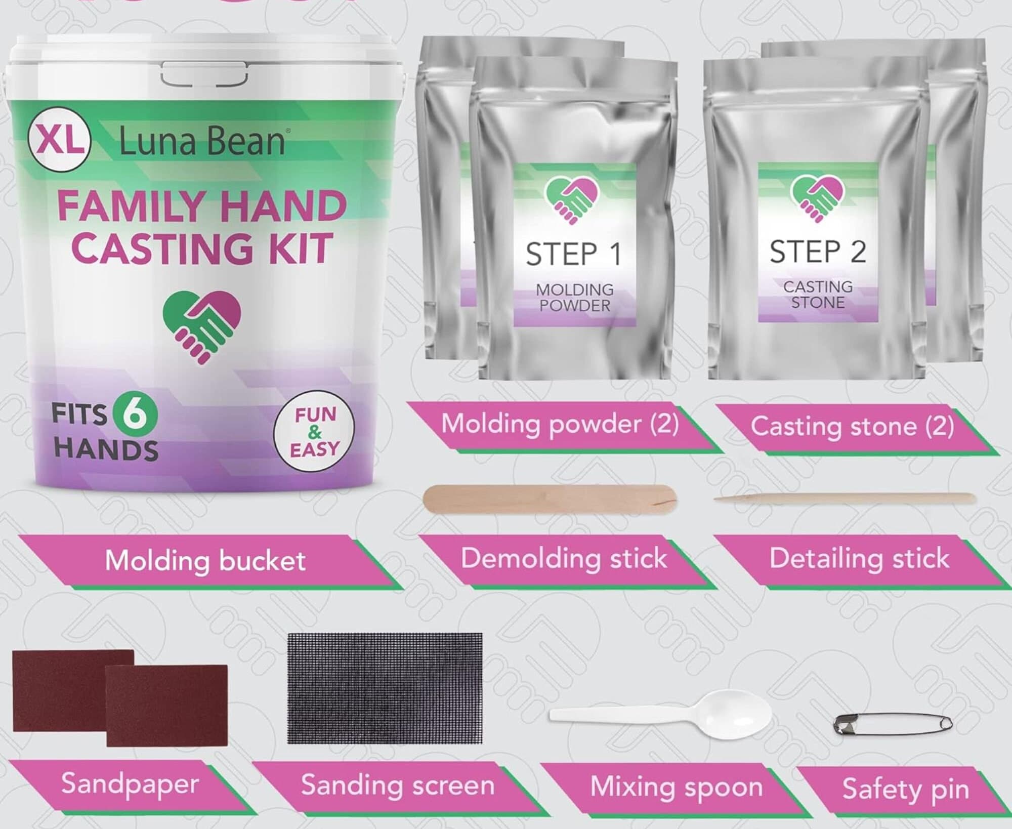 Keepsake Hands Luna Bean FAMILY Hands XL Casting Plaster STATUE Kit Hand  Mold