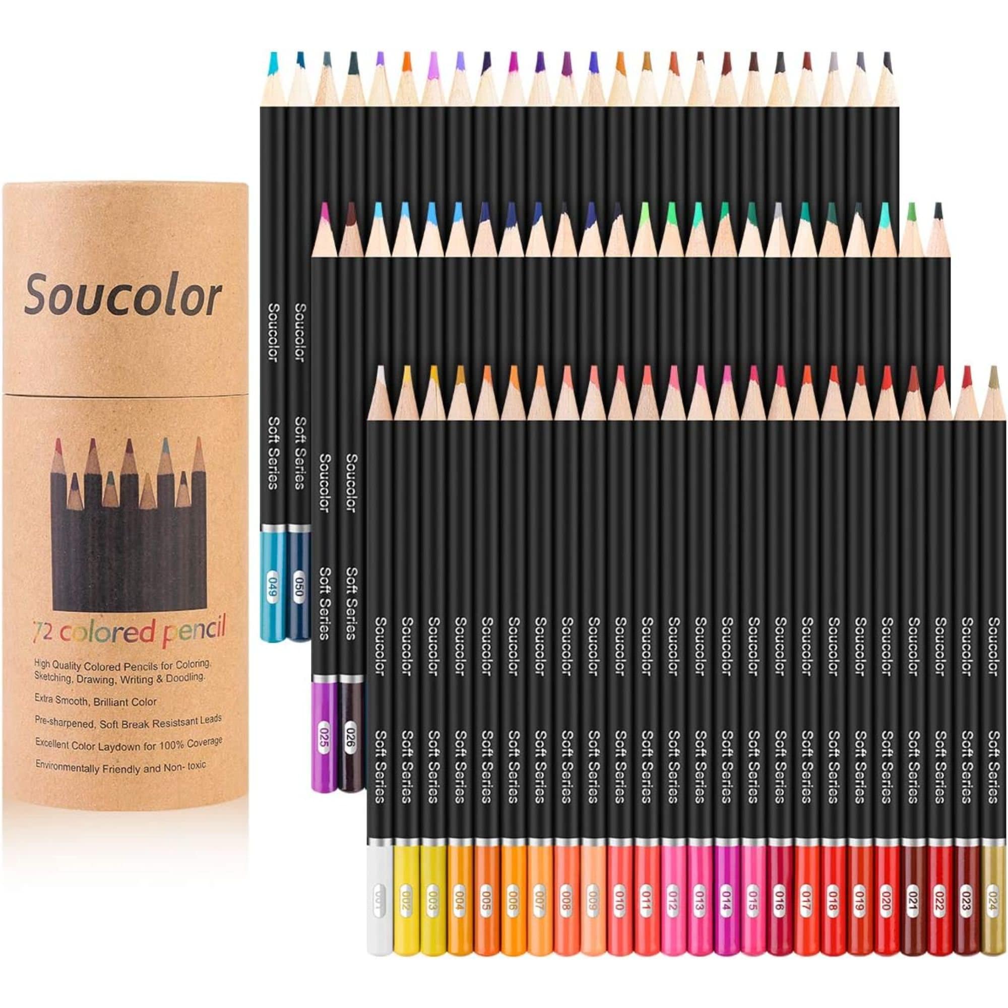 Soucolor 72 Colored Pencils Color Chart Swatch Prefilled W