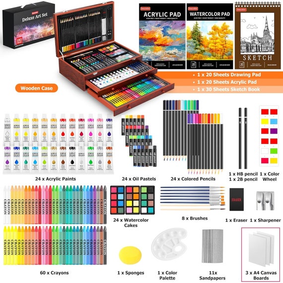 85 Piece Deluxe Wooden Art Set Crafts Drawing Painting Kit -  Hong Kong