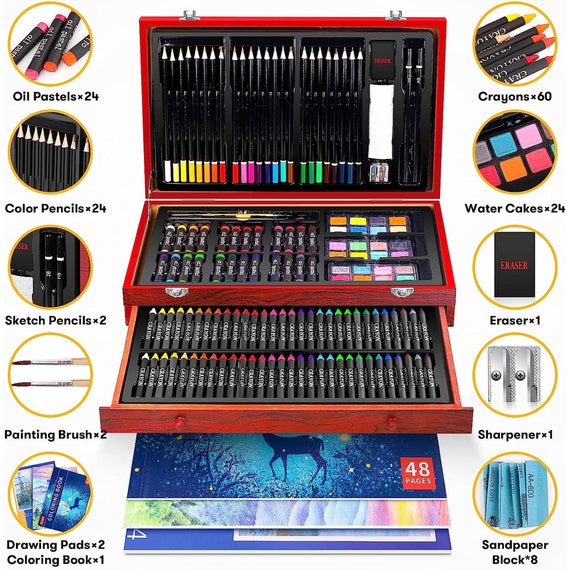 150-Piece Art Set, Art Set for Kids,Deluxe Professional Color Set, Gifts  Art Set Case,Art Kits for Kids and Adult,Includes Oil Pastels, Crayons