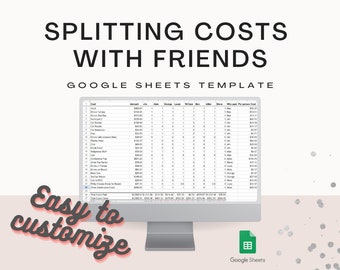 Kosten verdelen met vrienden Spreadsheetsjabloon | Google Spreadsheets-sjabloon voor het splitsen van kosten | Verdeel de kosten gelijkmatig met vrienden