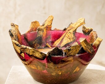 Spalted Maple and Red Epoxy Bowl – 11-Inch Natural-Edge Centerpiece