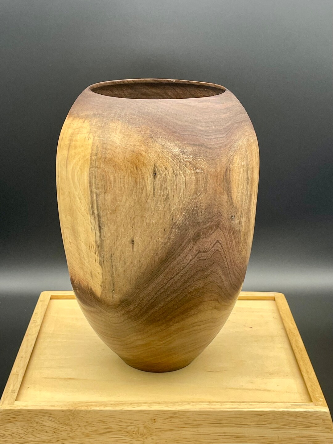 Large Black Walnut Woodturned Vase Finger Lakes Wood Handmade USA and