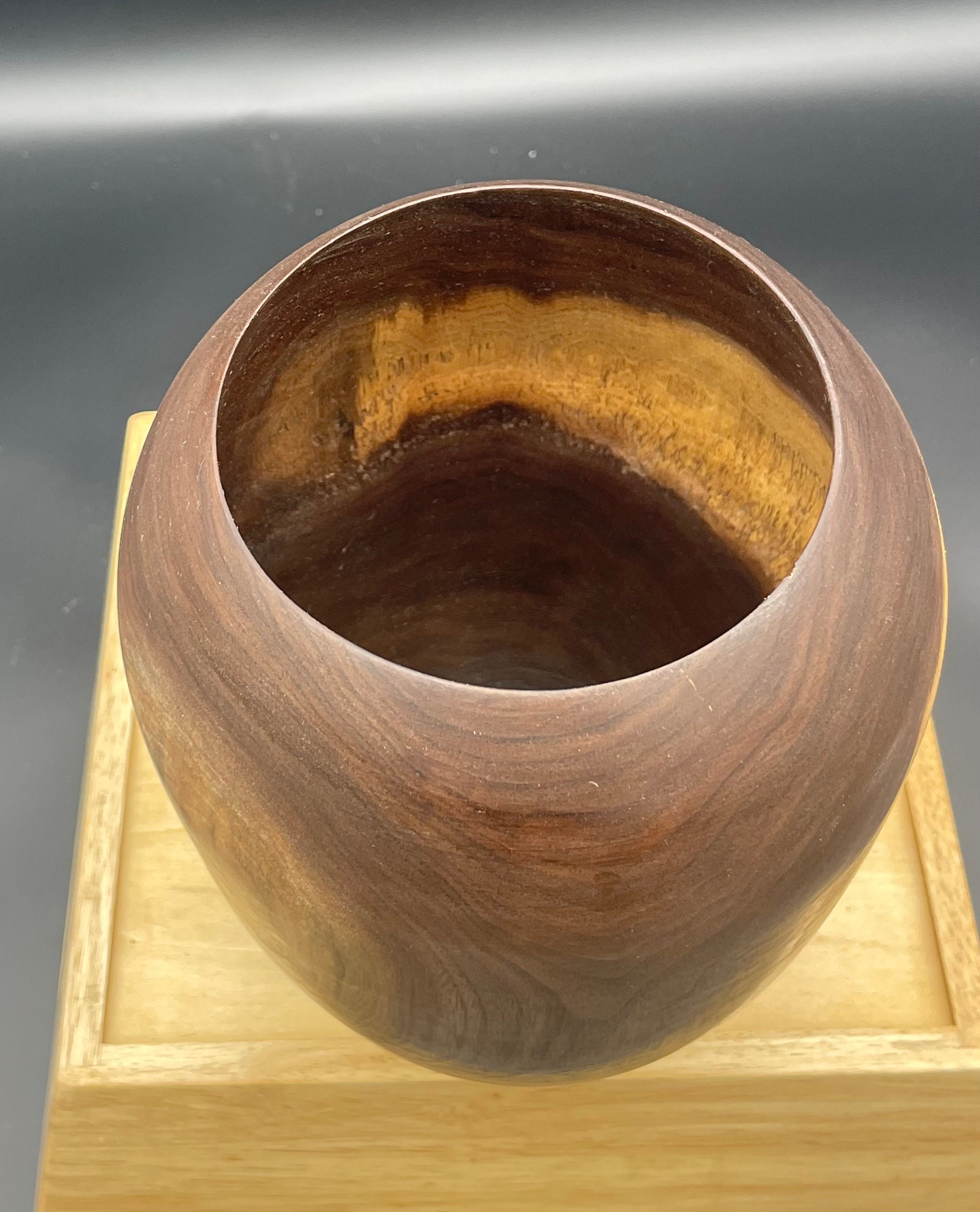 Large Black Walnut Woodturned Vase Finger Lakes Wood Handmade USA and