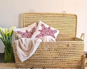 Straw storage trunk 80cm, Wicker storage cofffre for children, Storage basket, Rattan trunk organization