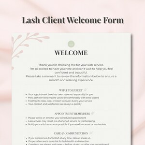 Willkommensseite für Lash Artists - Terminvorbereitungs-Leitfaden für Lash Artists | Druckbares PDF