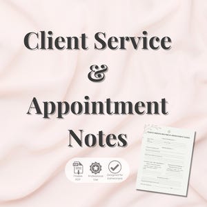 Client Service Record & Appointment Notes Sheet | Fillable Beauty Business PDF