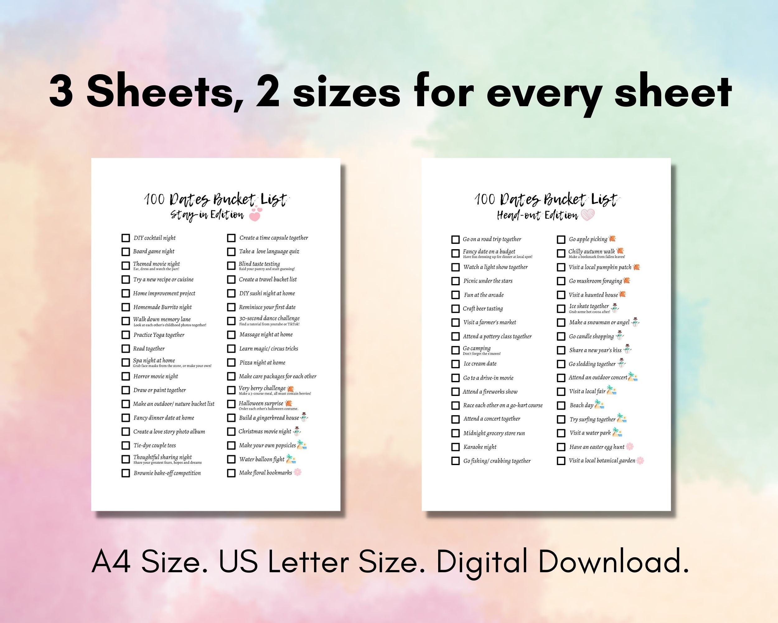 Couple Bucket List 100 Date Ideas Bucket List Date Night Etsy