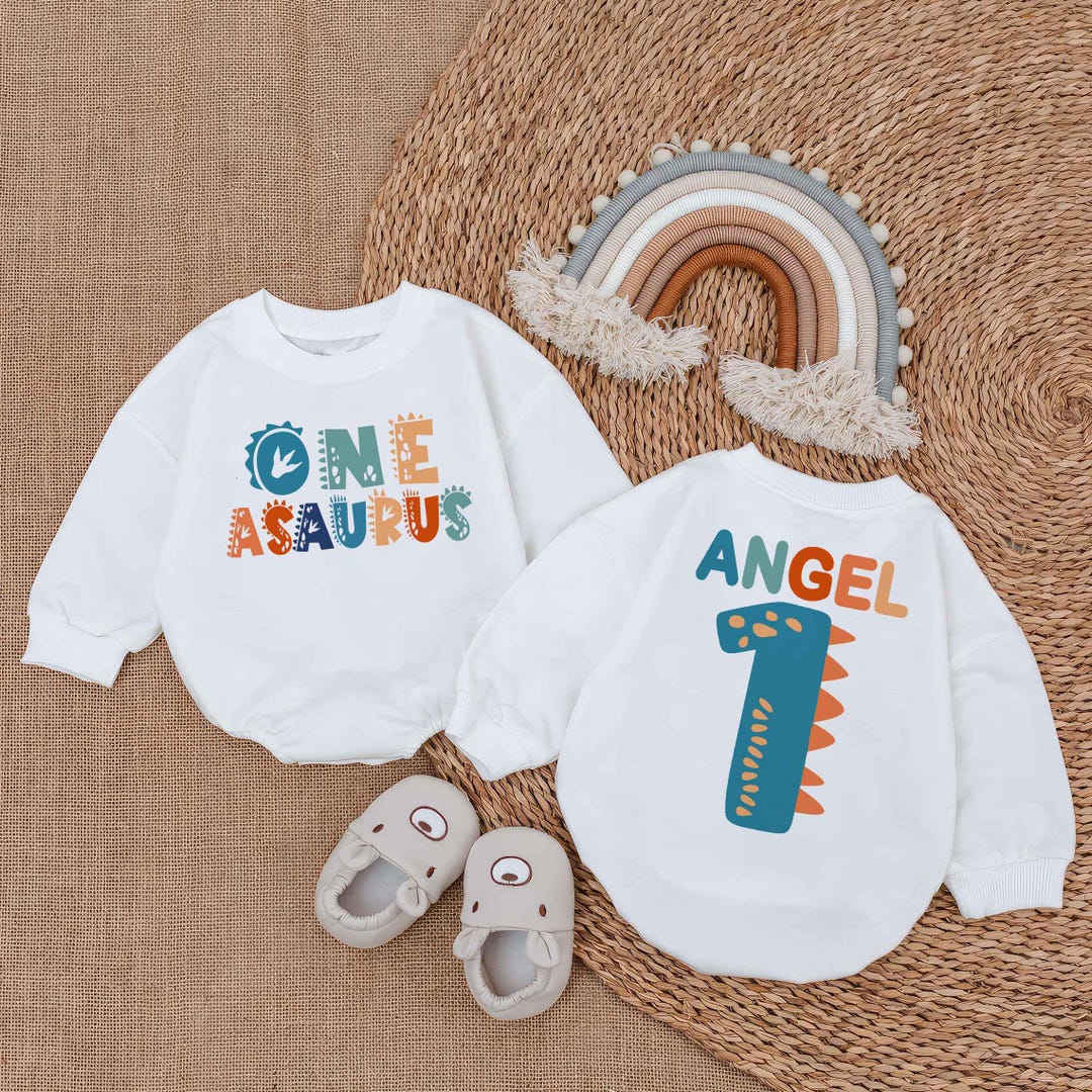 Personalized Name Boy One-a-saurus Birthday Romper, Dinosaur Birthday ...