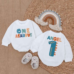 Personalized Name Boy One-A-Saurus Birthday Romper, Dinosaur Birthday, Dinosaur 1st Birthday,  Minimalist Baby Clothes, Boy Baby shower Gift