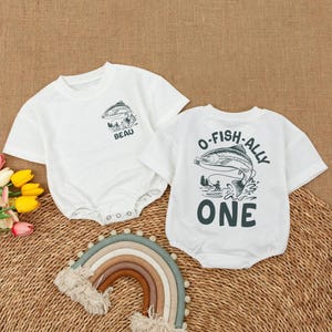Personalized O-Fish-Ally One Baby Romper, Baby Boy Fishing Clothes, Crawl Walk Fish, Fishing Birthday Bodysuit, The Big One Baby Clothes