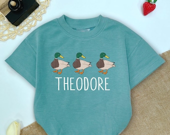 Personalized Name Boy Mallard Duck Baby Baby Romper, Boy Ducks Deer Fishing, hunting buddy Outfits, Boy Mallard Duck, Baby shower gift