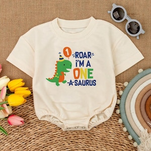 Personalized Boy One-A-Saurus Birthday Baby Romper, Dinosaur One Birthday, 1st Birthday Boy, Minimalist Baby Clothes, Baby shower Gift
