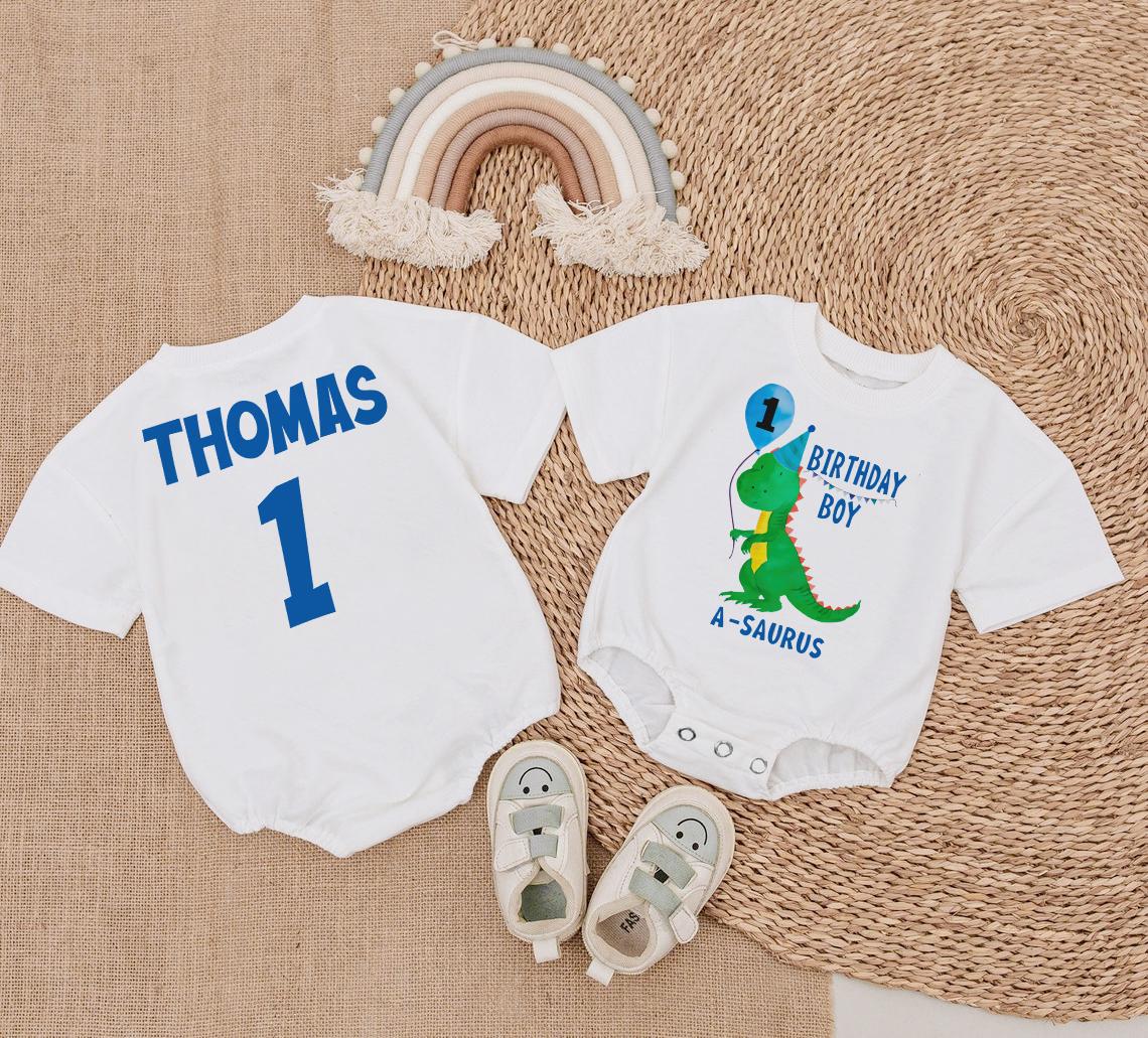 Personalized Boy One-a-saurus Birthday Baby Romper, Custom Dinosaur One ...