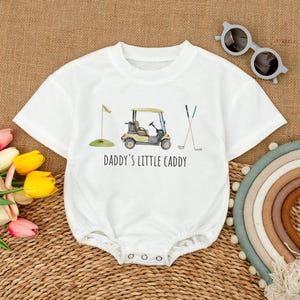 Daddy Little Caddy Boy Golf Bubbler Romper, Golfing Baby Bodysuit, Golf Lover Baby Clothes, Gift For Dad, Baby shower Gift