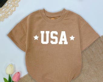 USA 4th of July Baby Outfits, 4th of July Baby Romper, Flag 4th of July Outfits,  Baby Girl Clothes, Independence Day Tee, baby shower gift