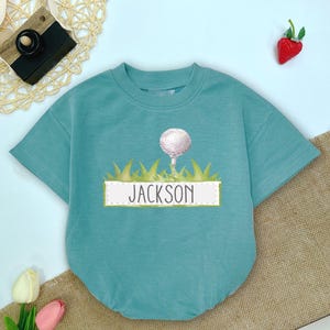 Custom Name Boy Golf Bubbler Romper, Golfing Baby Bodysuit, Golf Lover Baby Clothes, Gift For Dad, Newborn Outfit, Baby shower Gift
