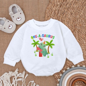 Personalized One-A-Saurus Birthday Romper, Dinosaur Bodysuit, Dinosaur 1st Birthday, Baby Boys Clothes, Minimalist Baby Clothes, Baby shower