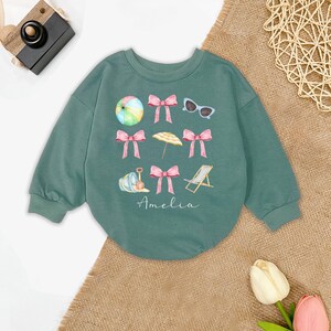 Coquette Summer Bow baby Bubble Romper, Summer Baby Bodysuit, Beach Theme Baby, Vacation Baby Clothes, Little bum, Baby Shower Gift