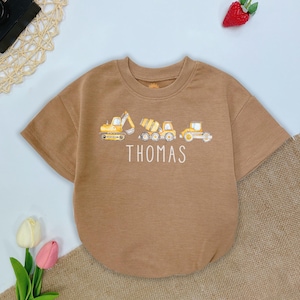 Personalized Name Boy Construction Baby Romper, Boy Dump Truck, hunting buddy Outfits, Construction Kids Shirt, Baby shower gift