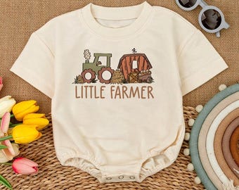 Little Farmer Baby Romper,  Western Farmer Baby boy, Farm Life Tractor Gift, Minimalist Baby Clothes, Baby Boy Clothes, Country Baby outfits