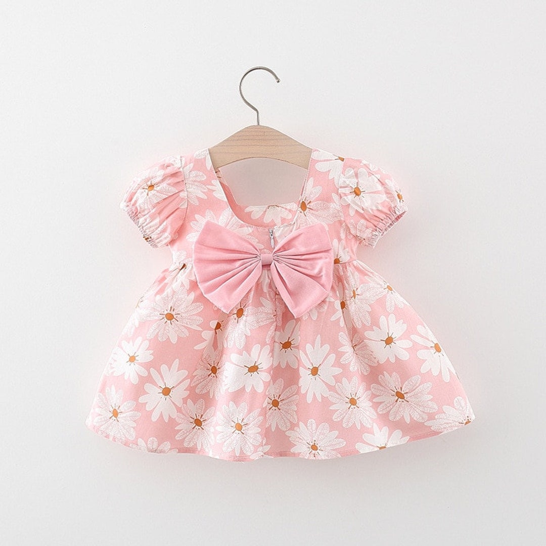 Baby Girls Daisy Flower Puff Sleeve Bow Dress Toddler Girls Etsy