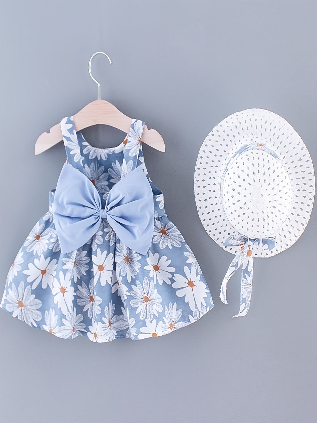 Baby Girls Daisy Flower Print Big Bow Dress Toddler Girls Etsy