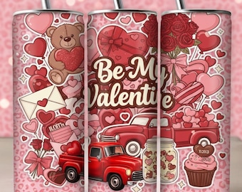 Envoltorio para vaso de San Valentín, corazones brillantes, vaso delgado de 20 oz (descarga digital)