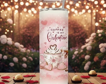 Envoltura de vaso "El café es mi San Valentín" PNG, diseño divertido para San Valentín (descarga digital)