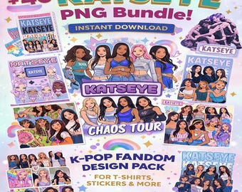 Paquete de imágenes PNG del grupo femenino de KATSEYE (descarga digital), 40 diseños para sublimación
