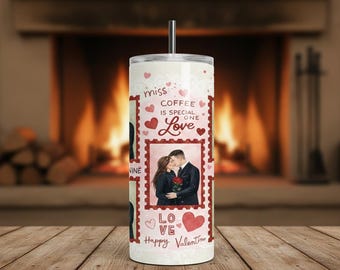 Vaso de 20 oz con corazones rojos brillantes para San Valentín (archivo digital)