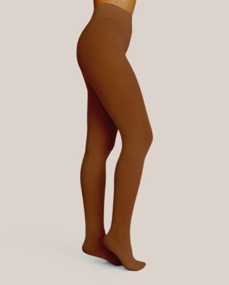 Brown Fleece Lined Tights for Brown Skin Tones Warm Winter Tights for Brown Skin Plus Size