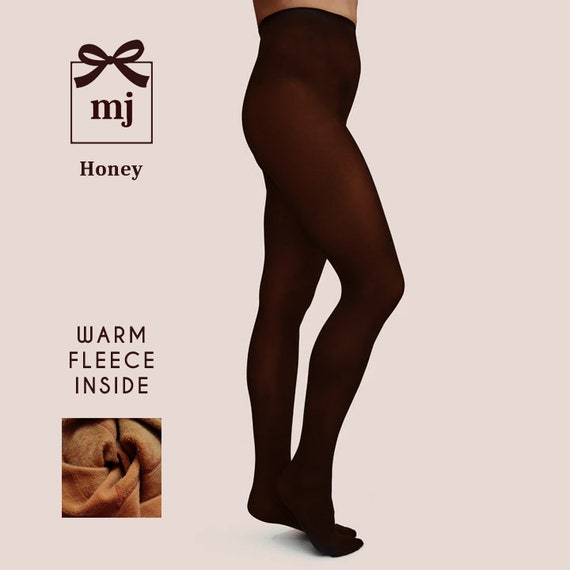 Brown Fleece Lined Tights for Brown Skin Tones Warm Winter Tights