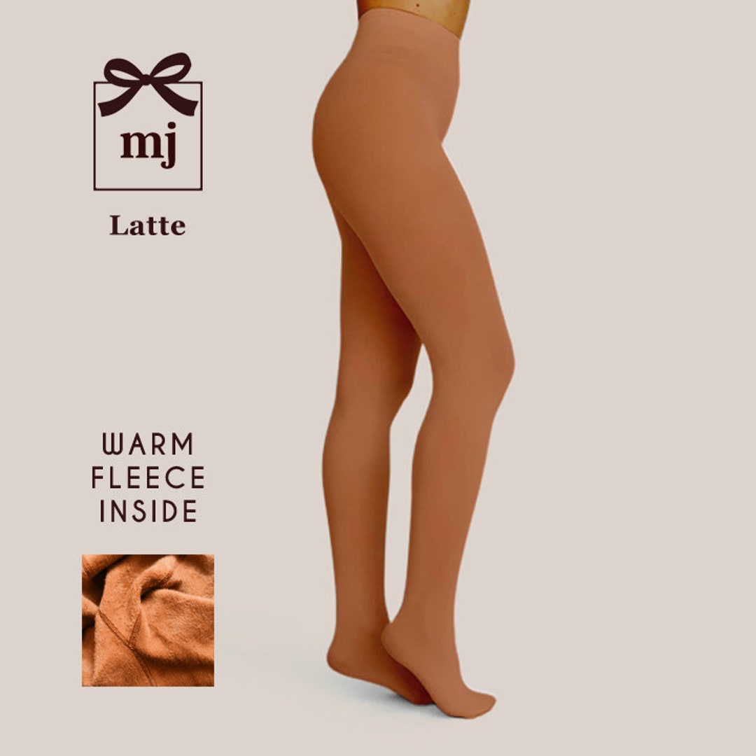 Brown Fleece Lined Tights for Brown Skin Tones Warm Winter Tights for