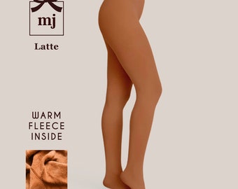 Brown Fleece Lined Tights for Brown Skin Tones | Warm Winter Tights For Brown Skin | Plus Size Tights | 300g Tights