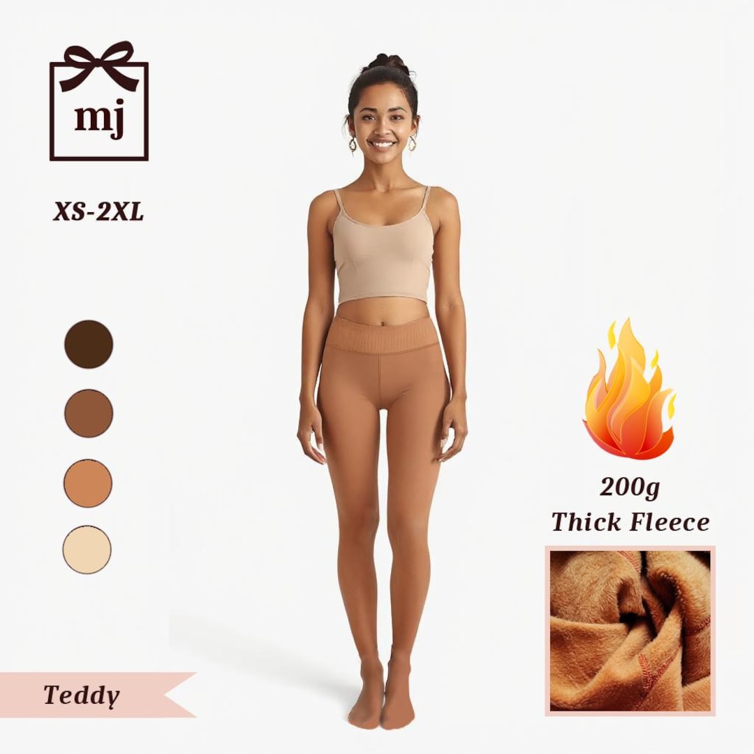 Fleece Tights For Dark Skin Winter Leggings 220G/300G Dark Brown