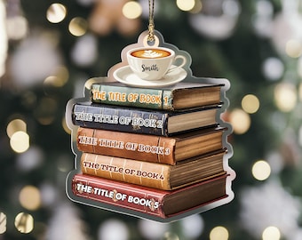 Personalized Christmas Book Name Ornament, Custom Books Titles Ornament, Book Lover Gift, Book Club Gift, Librarian Gift, Book Ornament