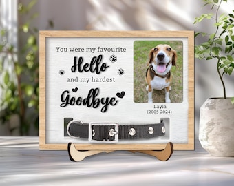 Custom Pet Memorial Photo Frame with Collar Holder, Dog Loss Gift