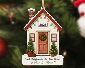 Personalized First Christmas in Our New Home Ornament 2025, Our First Home Keepsake, Housewarming Newlywed Christmas Bauble Gift