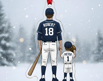Baseball Ornament, Personalized Baseball Player Name and Number Christmas Ornament, Sport Ornament Christmas Keepsake, Baseball Dad Gift