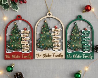 Family Names Christmas Tree Ornaments, Personalized Family Name Ornament, Christmas Tree Ornament Family Names 2025, Names Keepsake