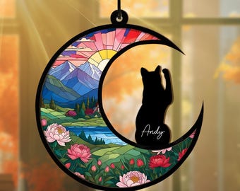 Custom Cat Memorial Suncatcher, Pet Loss Sympathy Gift