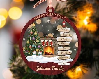 Family Name Christmas Tree Ornament, Personalized Family Name Ornament, Family Ornament Xmas Gift 2025, Holiday Keepsake
